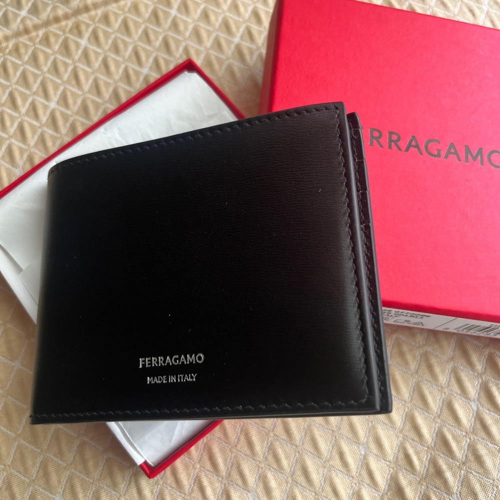 Salvatore Ferragamo Black Leather Card Holder